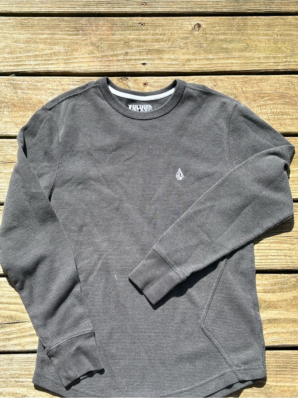 Volcom Charcoal Gray Thermal Waffle Crew Long Sleeve